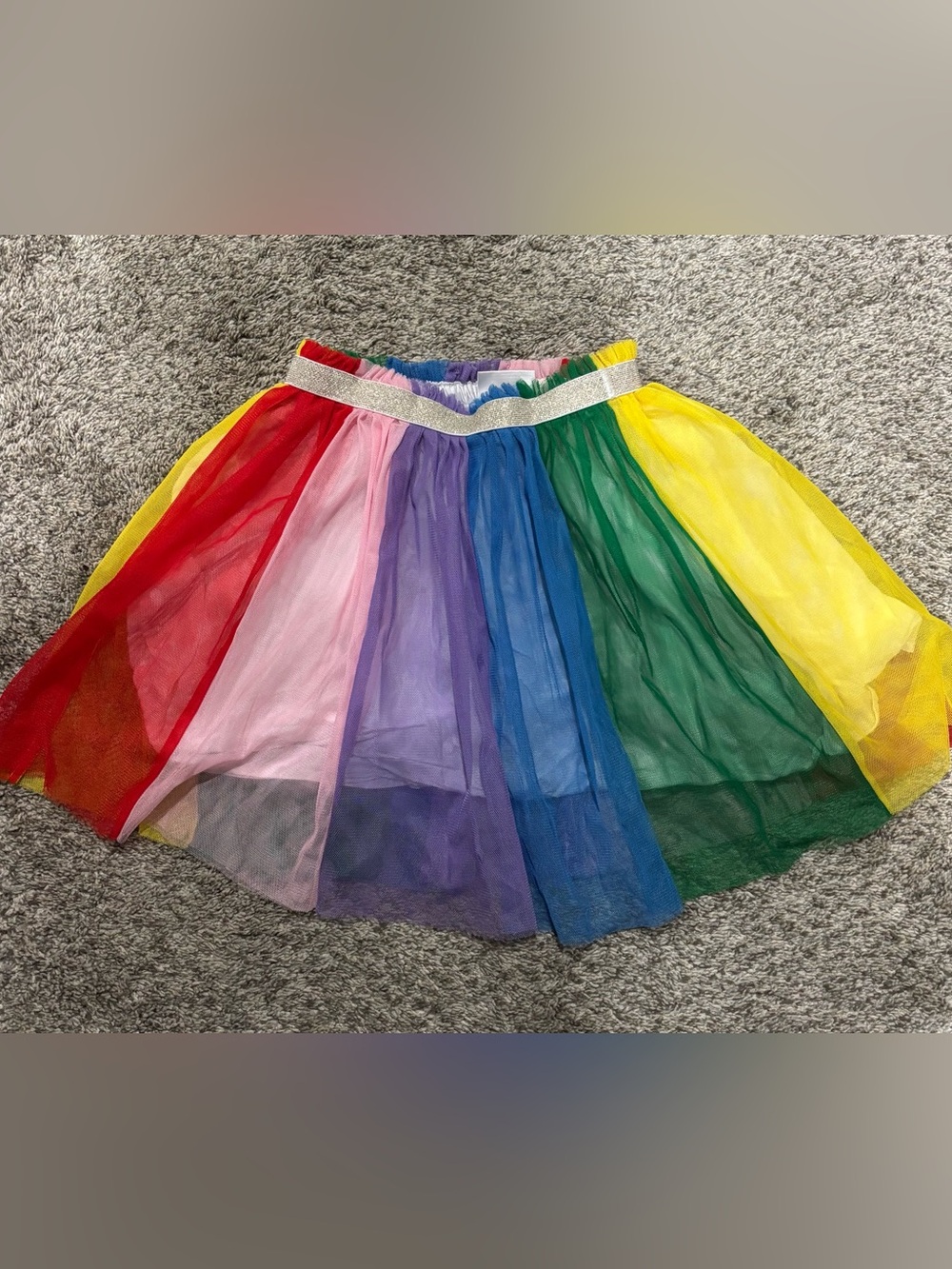 Hanna Andersson Rainbow Tulle Skirt with Silver Waistband - Picture 2 of 5